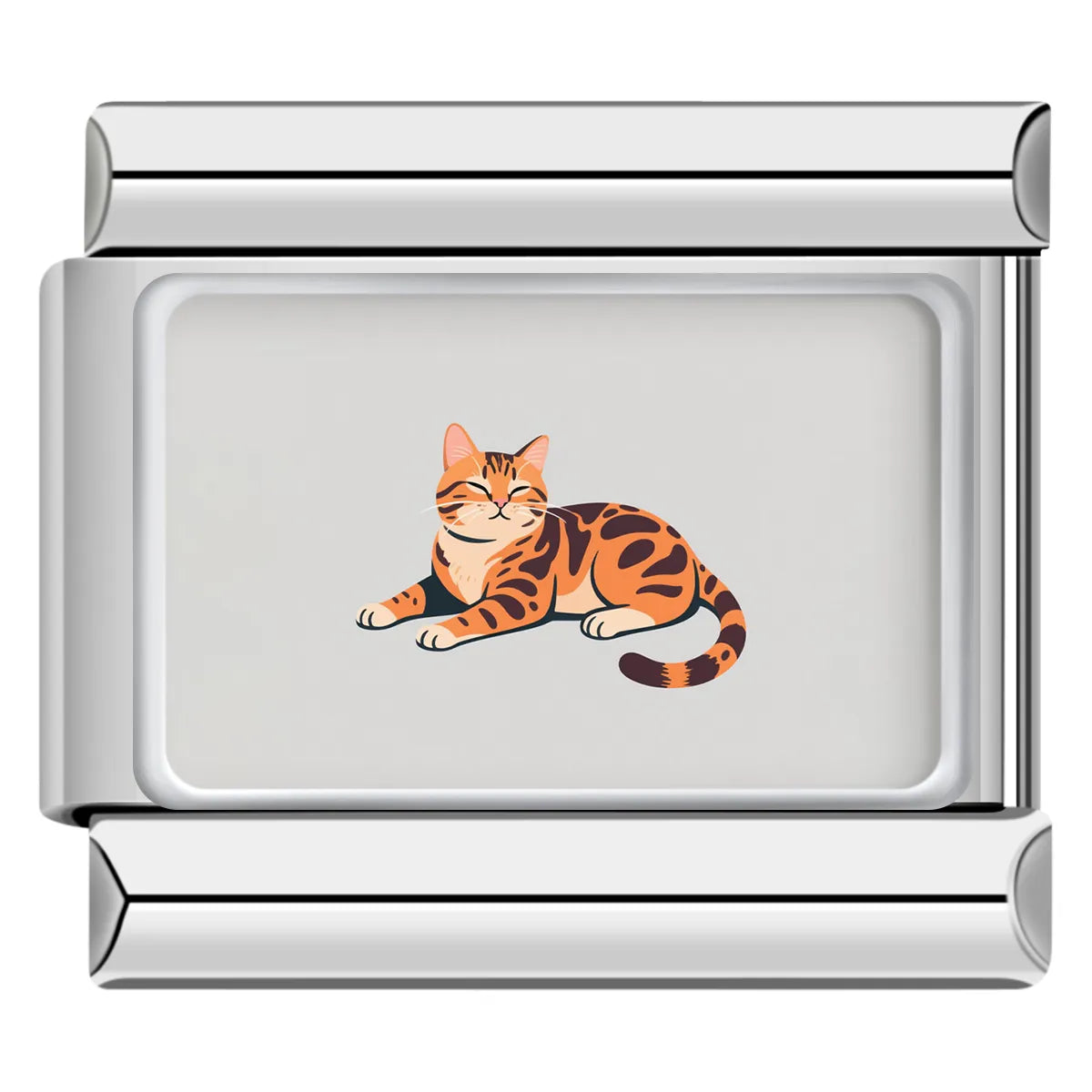 Bengal tabby cat lying down charm for a custom italian charm bracelet