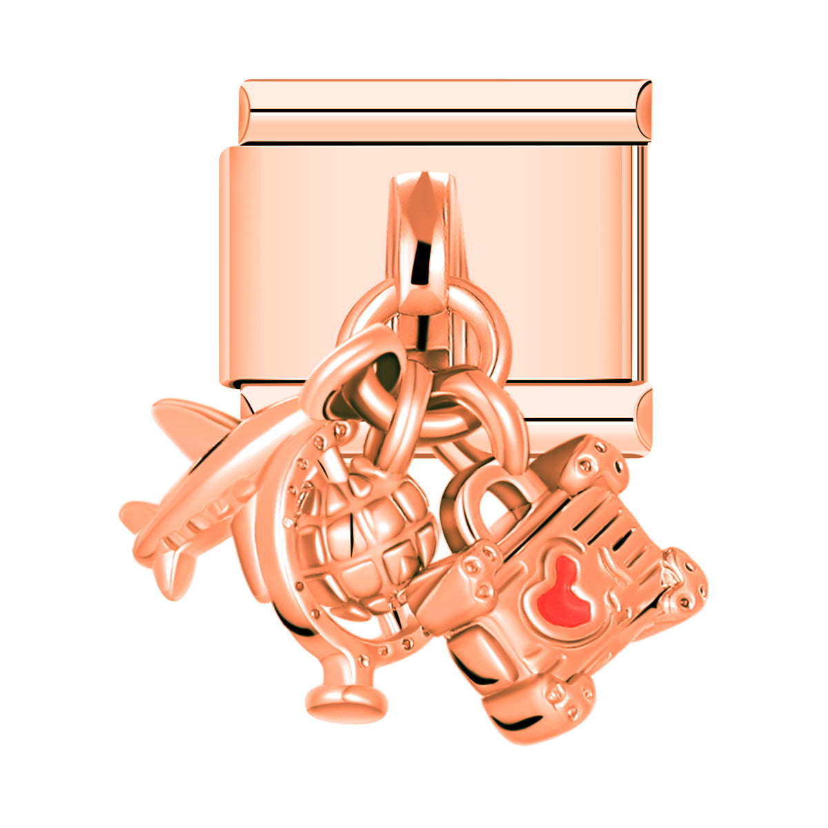 Travel Addict with Stones, on Rose Gold italian charm bracelet personalized bracelets for women