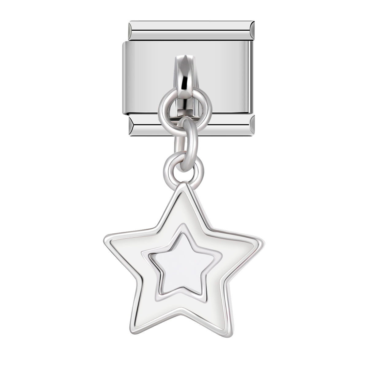 White Star, on Silver italian charm bracelet personalized bracelets for women